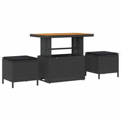 Tuinbank – Buitenbank – Loungeset – Tuinmeubel – Modulaire Tuinbank – Weerbestendig Kunststof Rattan – Verstelbare Pooten - Zwart