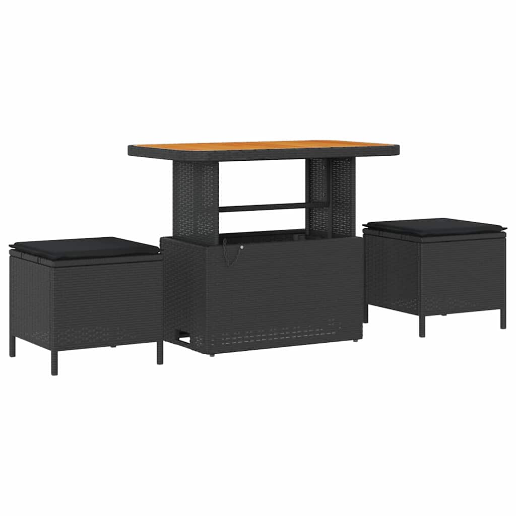 Tuinbank – Buitenbank – Loungeset – Tuinmeubel – Balkonbank – 5-zits – Handgevlochten Zwarte Rattan – Weerbestendige Kussens - Zwart