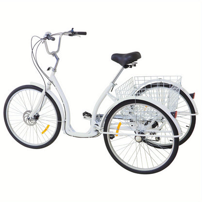 Stadsfiets – Fiets Voor Volwassenen – Comfortabele Stadsfiets – Functionele Fiets – Urban Bike – 6 Versnellingen – Schijfrem & Voormand – Wit