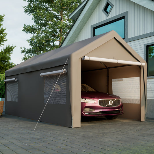 Carport – Overkapping – Garage Tent – Opslagtent – Bescherming – 3x6 Meter – Koudetolerant Materiaal – Oprolbare Ramen