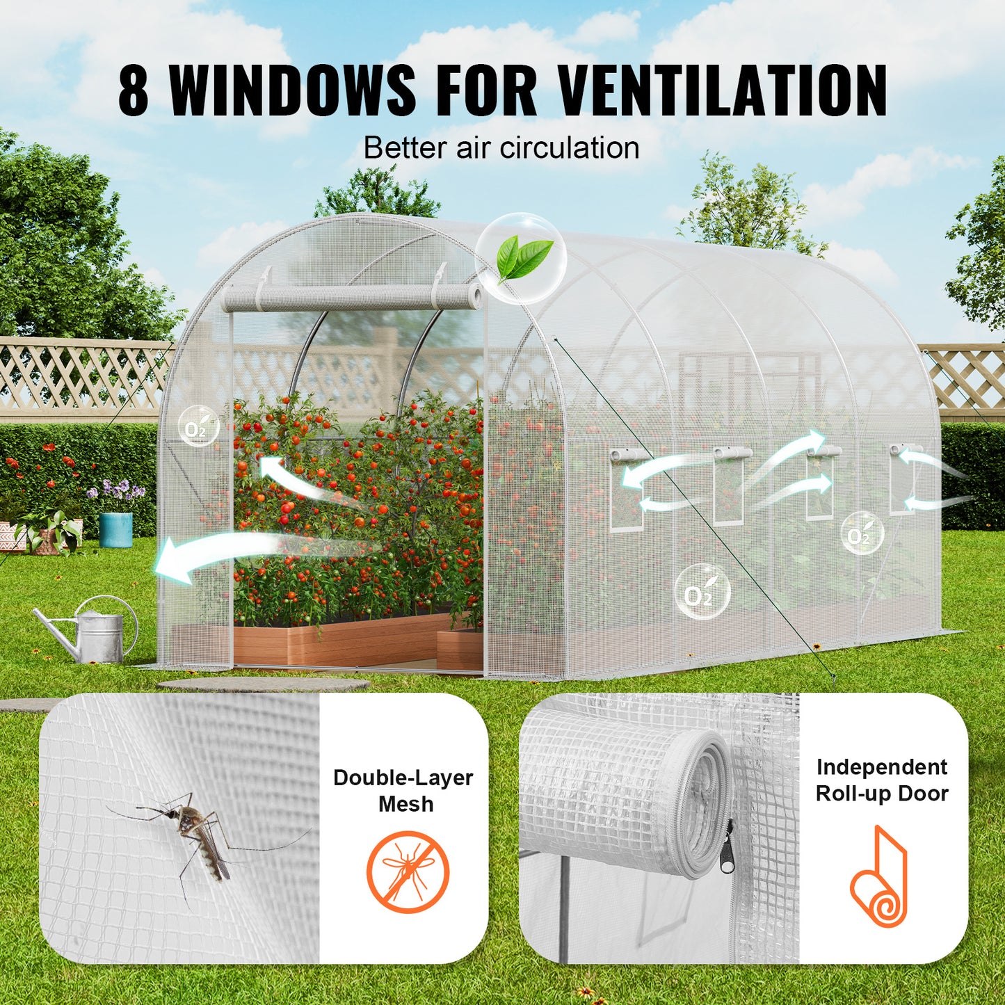 Walk-in Kweekkas – Serre – Tuinkas – Groentekas – Plantenkas – Ruim 4,5x2,1x2,1m – Gegalvaniseerd Stalen Frame – Waterdichte UV-bestendige PE Hoes