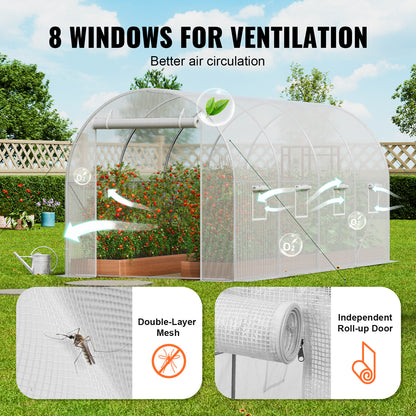 Walk-in Kweekkas – Serre – Tuinkas – Groentekas – Plantenkas – Ruim 4,5x2,1x2,1m – Gegalvaniseerd Stalen Frame – Waterdichte UV-bestendige PE Hoes