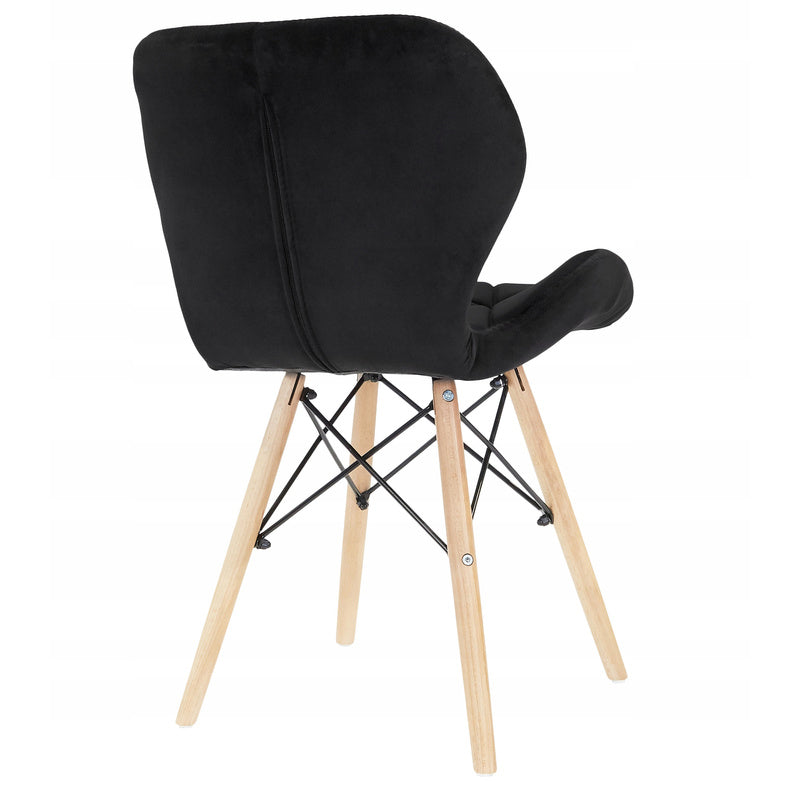 Velvet Stoel – Eetkamerstoel – Bureaustoel – Designstoel – Zetel – Zachte Velvet Bekleding – Stevige Beukenhouten Poten – Zithoogte 45 cm – Zwart Mat