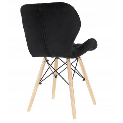 Velvet Stoel – Eetkamerstoel – Bureaustoel – Designstoel – Zetel – Zachte Velvet Bekleding – Stevige Beukenhouten Poten – Zithoogte 45 cm – Zwart Mat