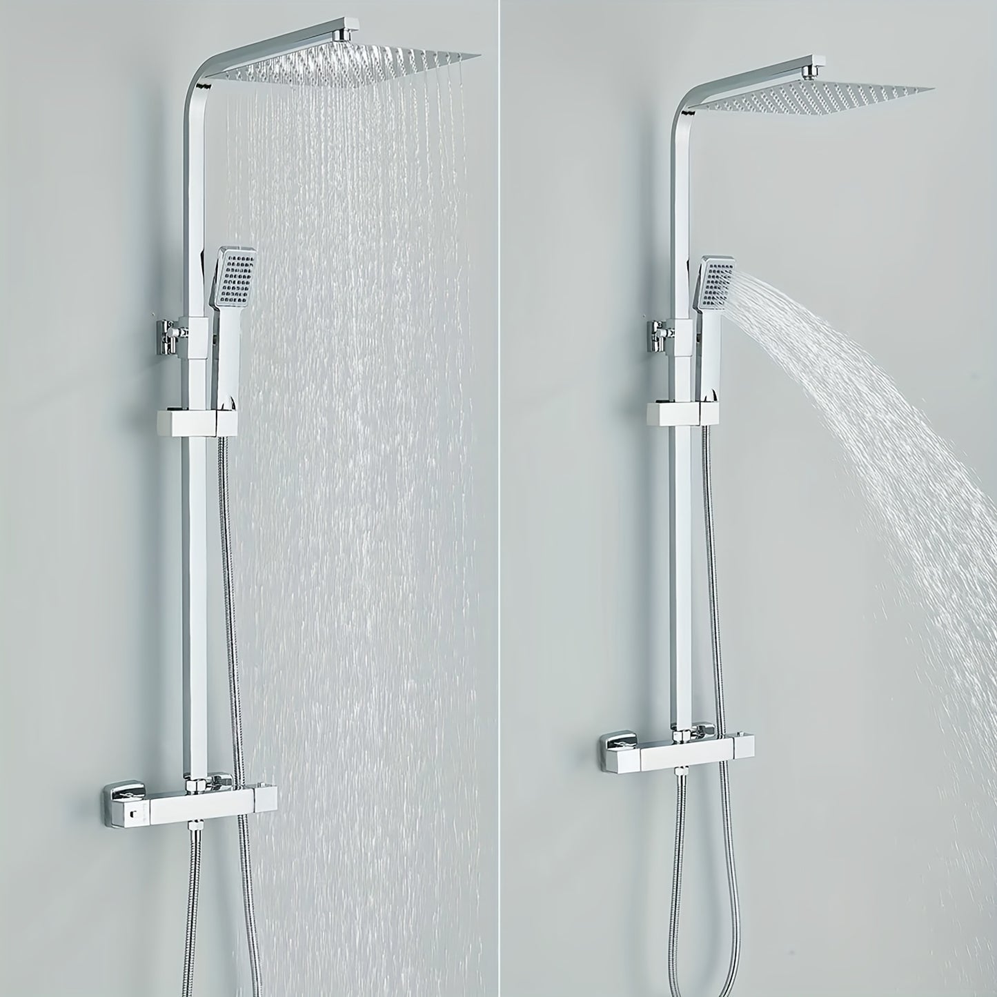 Douchekraan – Douchekraan Thermostaat – Mengkraan – Douche Systeem – Douche Set – Thermostatisch – RVS – Ultra Slank 10 Inch Waterval