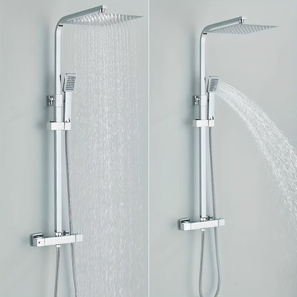 Douchekraan – Douchekraan Thermostaat – Mengkraan – Douche Systeem – Douche Set – Thermostatisch – RVS – Ultra Slank 10 Inch Waterval