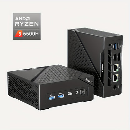 Mini Pc – Compact Desktop – Kleine Computer – Systeem Unit – Werkstation – AMD Ryzen 5 6600H 6-Core – 16GB DDR5 RAM & 512GB SSD – Drievoudige Beeldscherm Ondersteuning & Wi-Fi 6