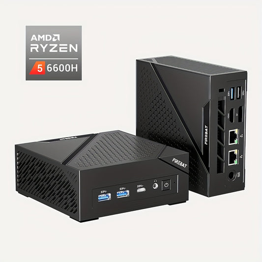 Mini Pc – Compact Desktop – Kleine Computer – Systeem Unit – Werkstation – AMD Ryzen 5 6600H 6-Core – 16GB DDR5 RAM & 512GB SSD – Drievoudige Beeldscherm Ondersteuning & Wi-Fi 6