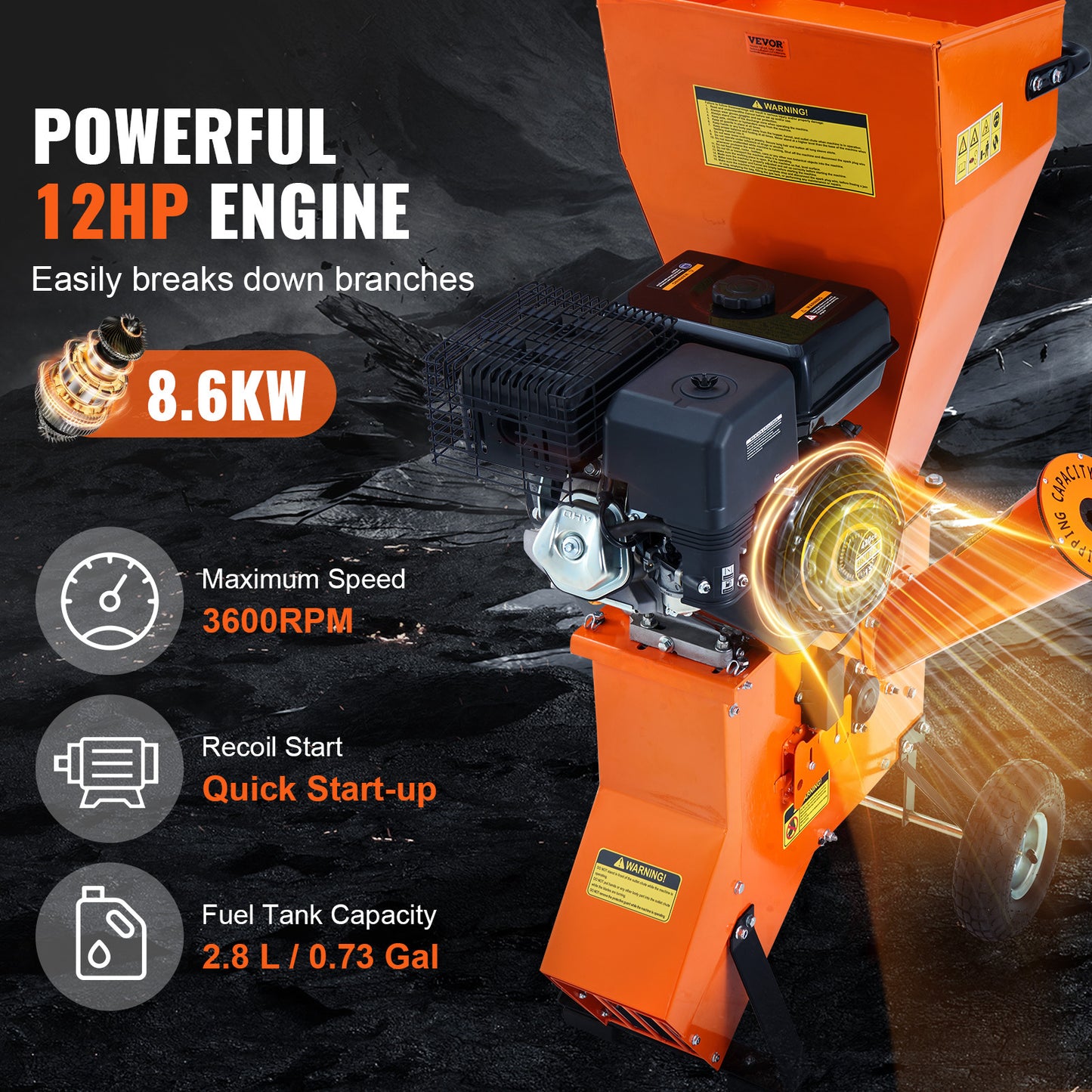 Houtversnipperaar – Tuinafvalversnipperaar – Takkenversnipperaar – Houtsnipperaar – Mulchversnipperaar – Benzine 420cc Motor – Groot Invoerkanaal 17 cm