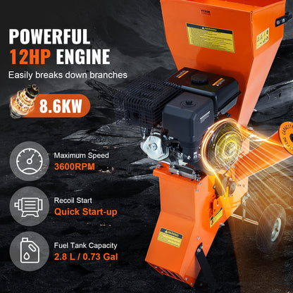 Houtversnipperaar – Tuinafvalversnipperaar – Takkenversnipperaar – Houtsnipperaar – Mulchversnipperaar – Benzine 420cc Motor – Groot Invoerkanaal 17 cm