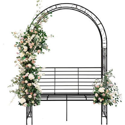 Rozenboog – Klimrek – Tuinarche – Klimplantboog – Pergola – Metalen Rozenboog Met Bank – Gepoedercoat Staal – Weerbestendig & Stevig