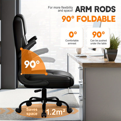 Authmic Office Chair Ergonomic Desk Chair Executive Chair with Padded Armrests Foldable, Height Adjustable, Rocking Function And Headrest Comfortable for Home Office Office Chair 150kg