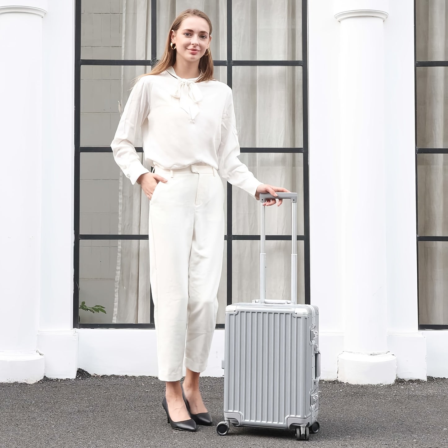 Aluminium Koffer – Handbagage – Reiskoffer – Spinner Koffer – Hardcase Koffer – 28 Inch Wit – Lichtgewicht Aluminium Frame – TSA Slot