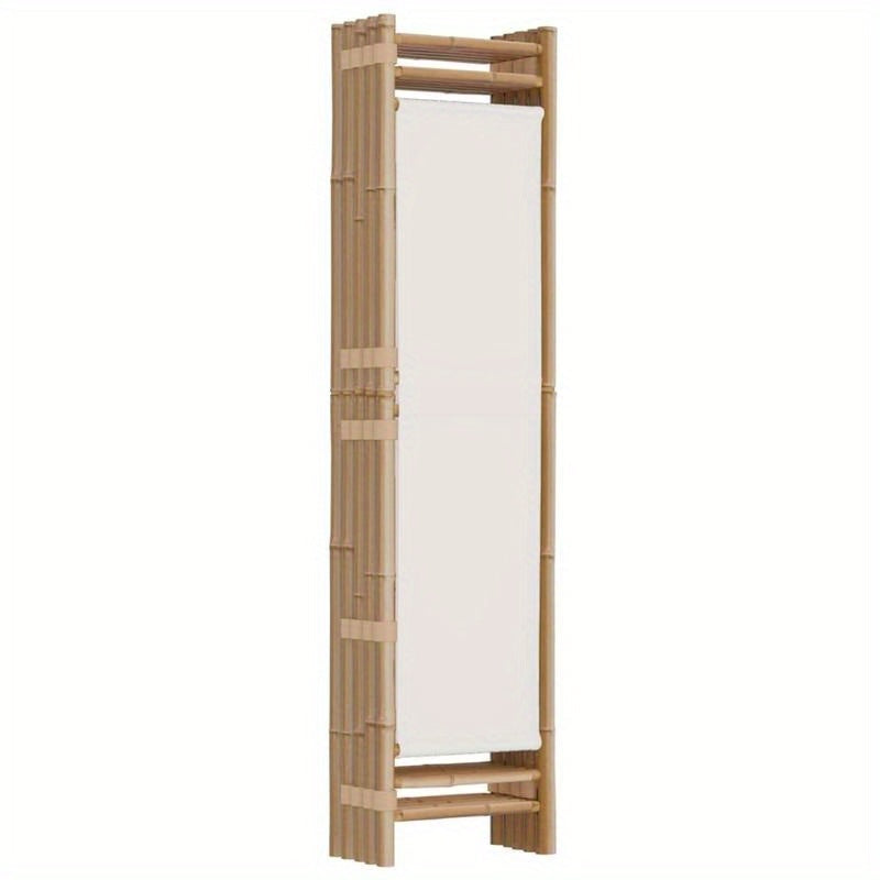 Bamboescherm – Vouwdeur – Tuinscherm – Kamerscherm – Scheidingswand – Crèmekleurig Canvas – 200 cm Breed – Natuurlijk Bamboe & Stevig Canvas
