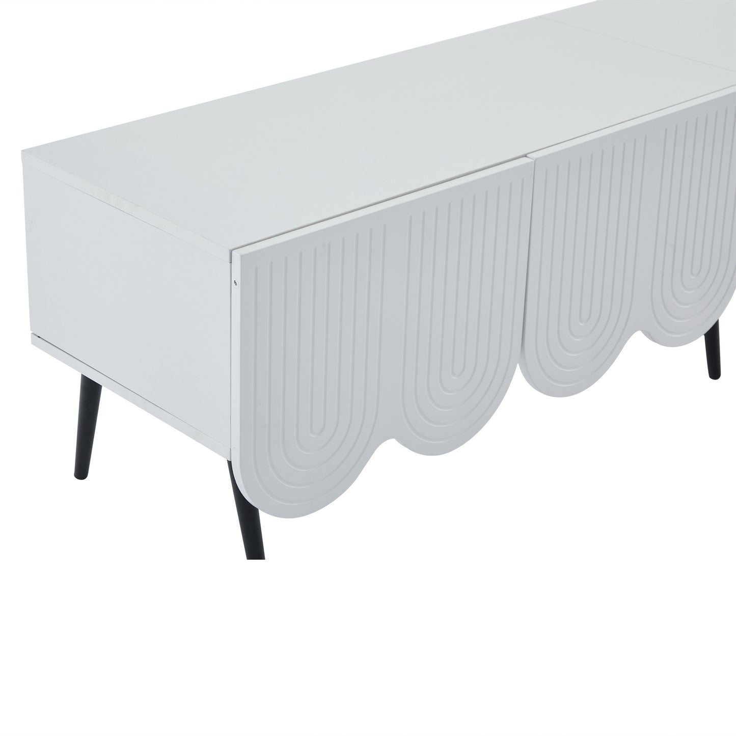 TV-Meubel – TV-Kast – Lowboard – Mediameubel – Dressoir – Modern Design – Soft-Close Deuren – Geschikt voor Tv’s Tot 80 Inch – Mat Wit Met Golvend Deurpatroon