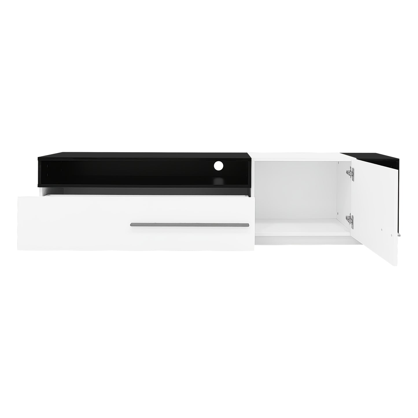 High-gloss TV Stand, Low Cabinet, TV Stand, TV Chest Of Drawers, 170cm - for TVs Up to 70 Inches, with Drawers, Doors And Open Compartments