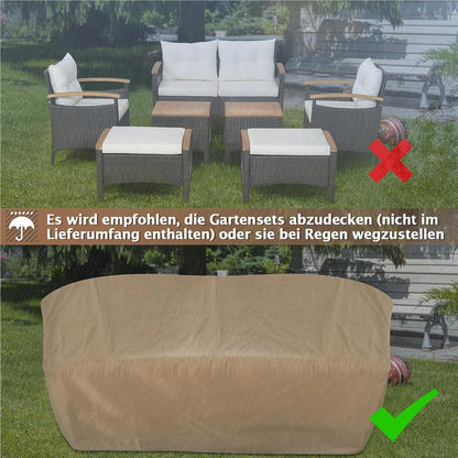Tuinmeubelset Rattan – Balkonmeubels – Loungeset – Buitenmeubelen – Zithoek – Acaciahouten Tafelbladen – Comfortabele Kussens – Weerbestendig Stalen Frame