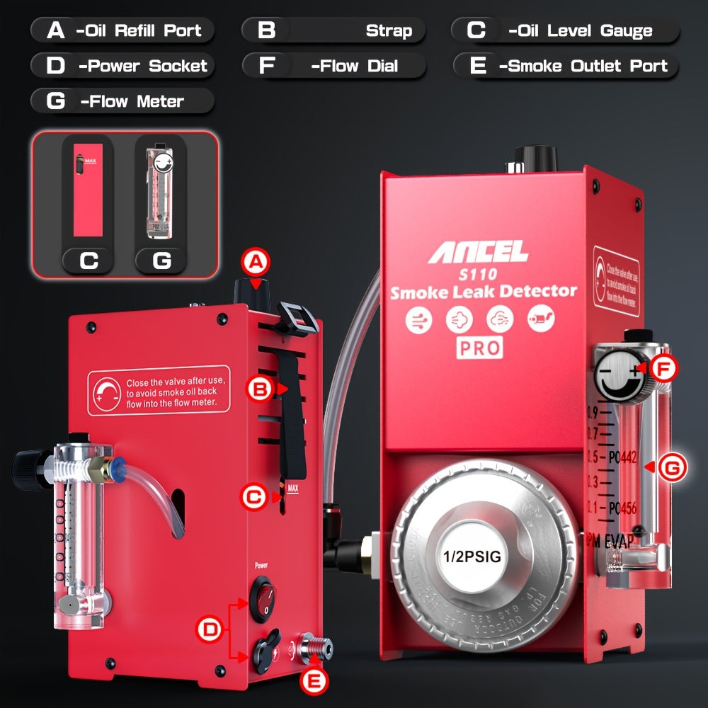 Rookmachine voor Lekdetectie – Rookgenerator – Lekkagetester – Diagnosetool – Luchtpomp – Instelbare Rookoutput – Oververhittingsbeveiliging