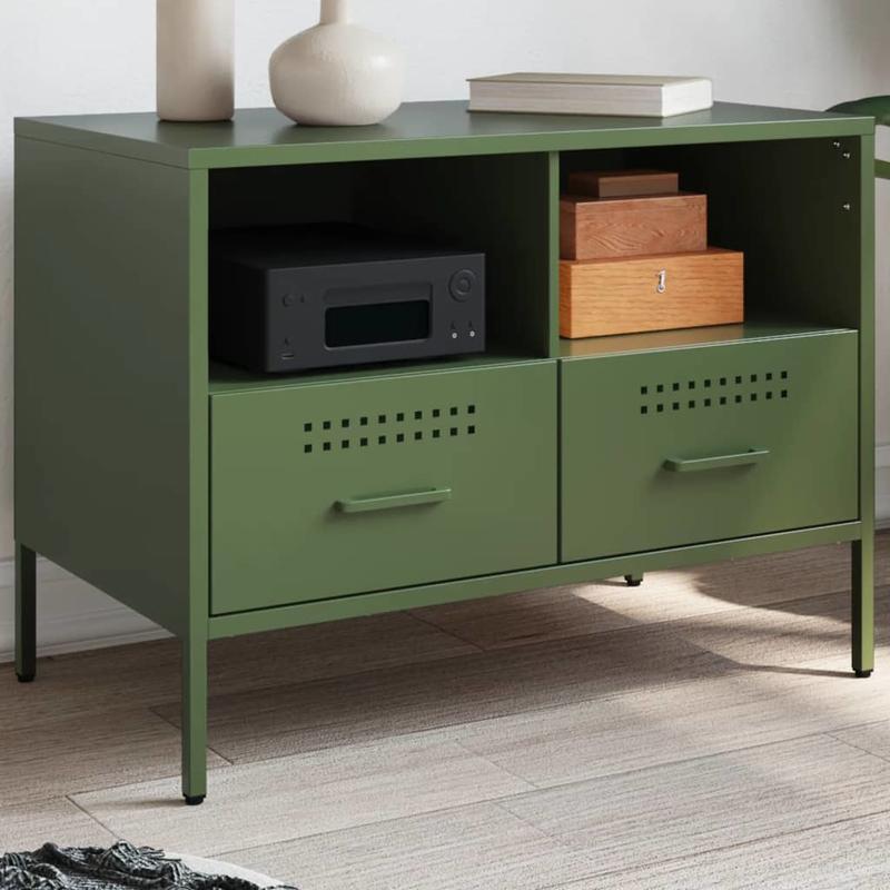 Mobile TV Verde Olive 68x39x50.5cm in Steel Practical Removable