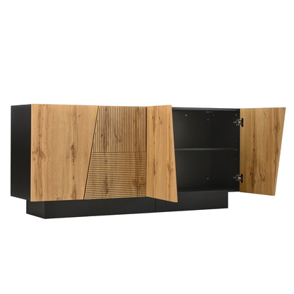 Modern Large 160cm Freestanding Storage Cabinet - Adjustable Shelf Cabinet with Ample Space, Wood Tone (Non-Wood), Easy Assembly Suitable for, Dining Room, Hallway - Contemporary & Classic Design