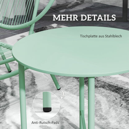 Bistroset – Tuinset – Balkonset – Tuinmeubelen – Buitenmeubel – Weerbestendig Polyrattan – Schelpvormige Stoelen – Compacte Tafel – Groen