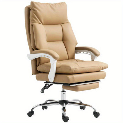 Ergonomische Bureaustoel – Bureaustoel – Werkstoel – Gamestoel – Desk Chair – Met Lendensteun – Verstelbare Hoogte – Inklapbare Armleuningen – Uitklapbare Voetensteun – 5 Wielen – Handmatige Verstelling – Bruin