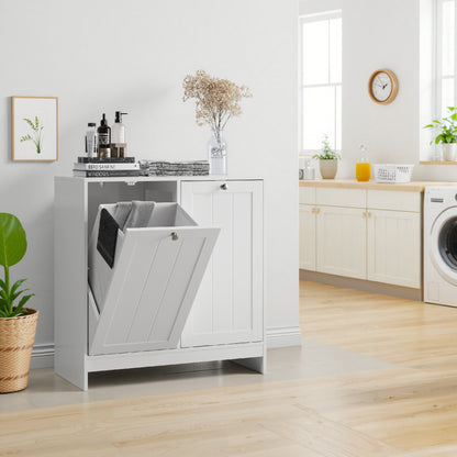 White Metal Storage Cabinet with Tilting Mechanism & Detachable Laundry Basket - Freestanding Entryway Shelf Unit Suitable for, Bedroom, Apartment - Easy Assembly, Space-Saving Modern Furniture (3.2 Cu Ft Closed Storage)