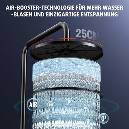 Matte Zwarte Doucheset – Regendouche – Douchekraan – Douchekop – Douche Inbouw – 25 cm Regendouche – Hoogwaardig Messing