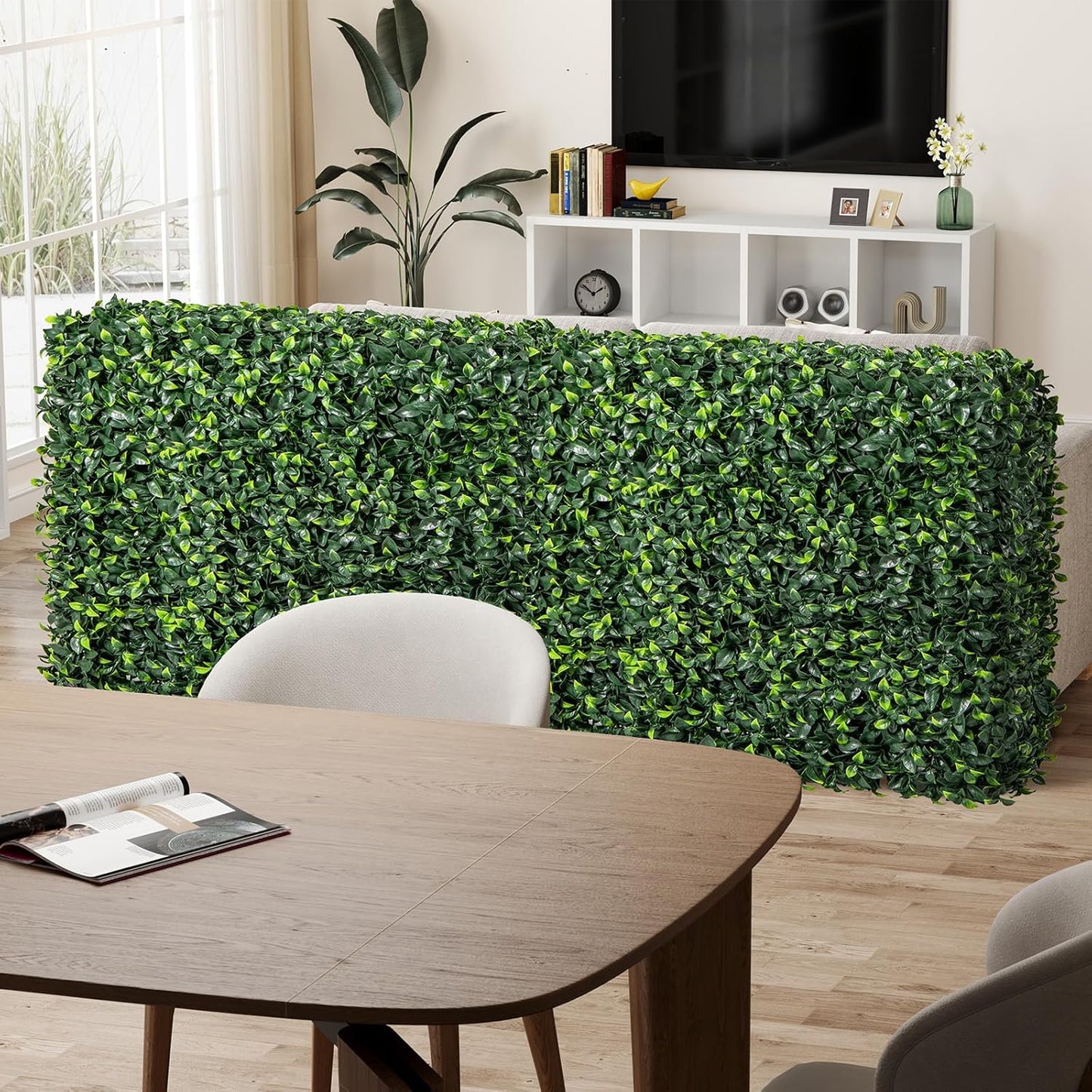 Artificial Plant Wall, Artificial Plants Standing on The Floor, Artificial Plants As Room Divider & Decoration, with Realistic PE Leaves, 92X38X86Cm