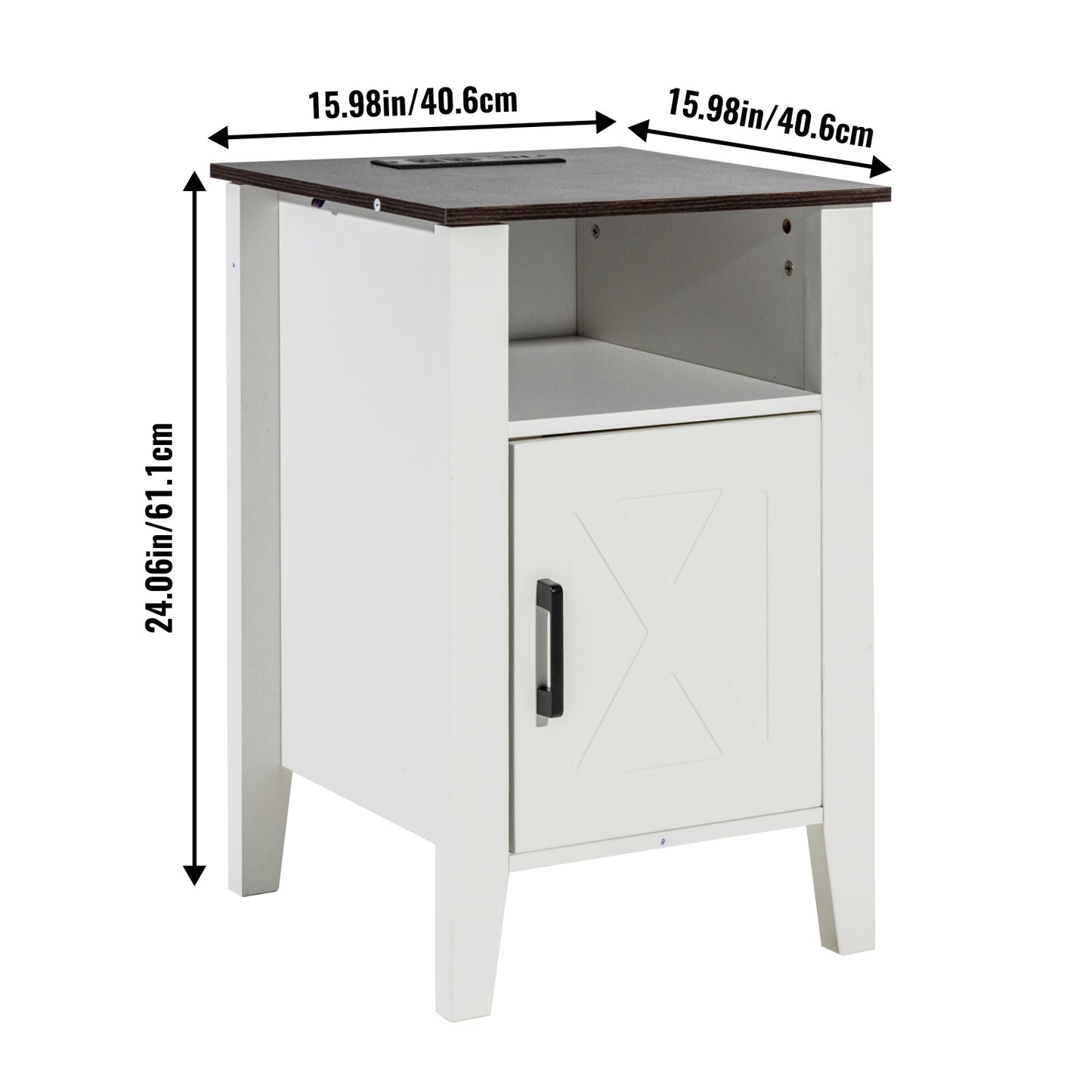 Bijzettafels – Nachtkastje – Side Table – Eettafel – Salontafel – Set Van 2 – Ingebouwde USB- en Stroomvoorziening – Krasbestendig Houtdecor