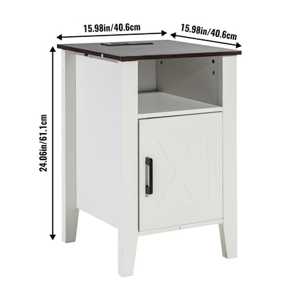 Bijzettafels – Nachtkastje – Side Table – Eettafel – Salontafel – Set Van 2 – Ingebouwde USB- en Stroomvoorziening – Krasbestendig Houtdecor