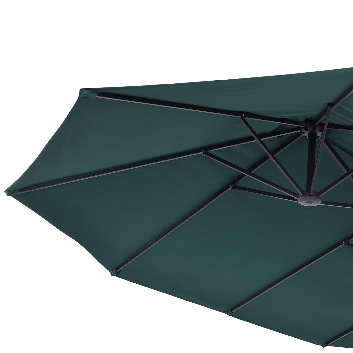 Parasol – Zweefparasol – Tuinparasol – Terrasparasol – Ovaal – Dubbele Zonwering – Handkruik – Extra Groot 460x270x240 cm – Donkergroen