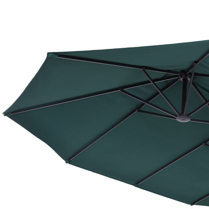 Parasol – Zweefparasol – Tuinparasol – Terrasparasol – Ovaal – Dubbele Zonwering – Handkruik – Extra Groot 460x270x240 cm – Donkergroen