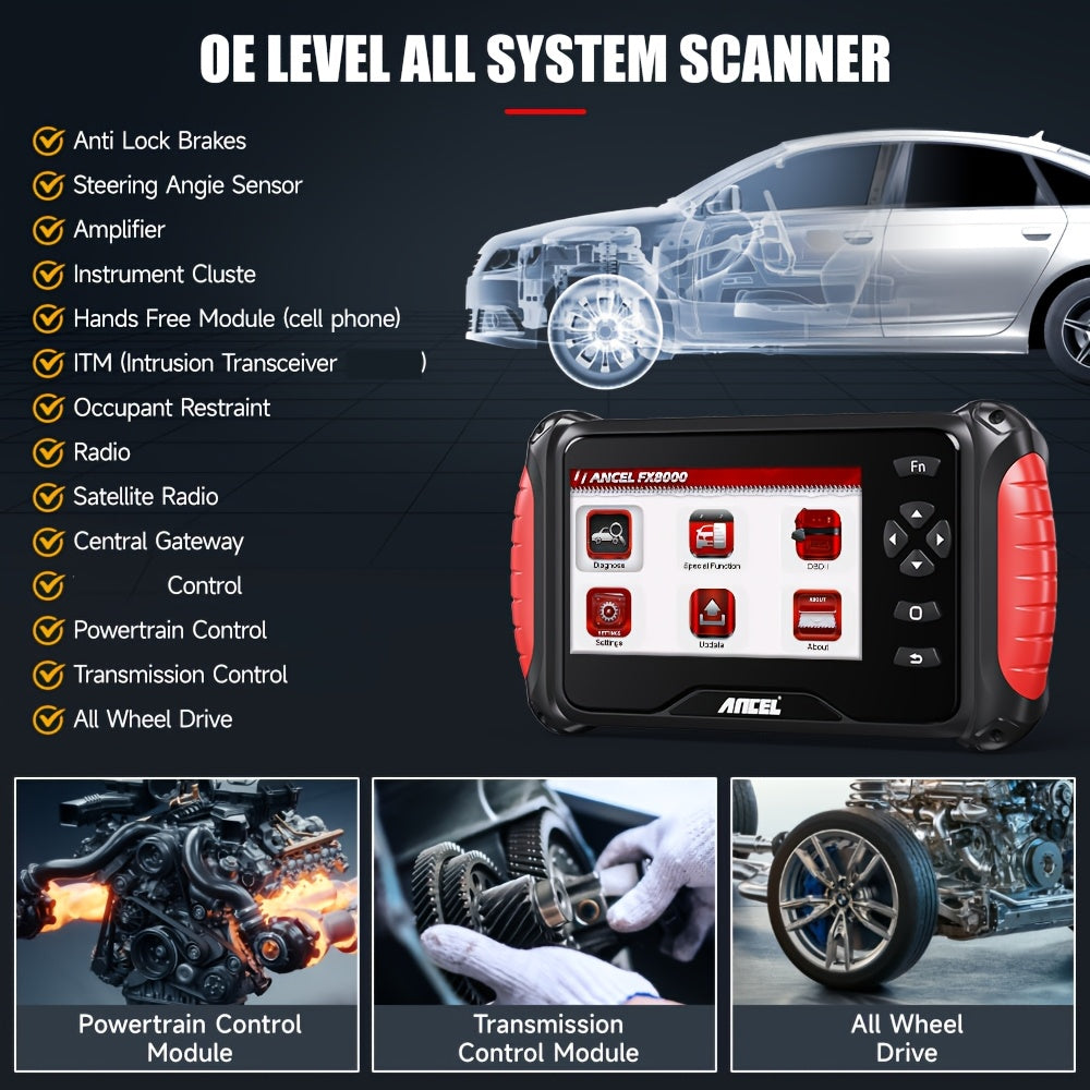 OBD2 Scanner – Auto Diagnosetool – Foutcode Lezer – Reset Gereedschap – Systeemdiagnose – USB Voeding Zonder Batterij – ABS Ontluchting & Olie Service Reset