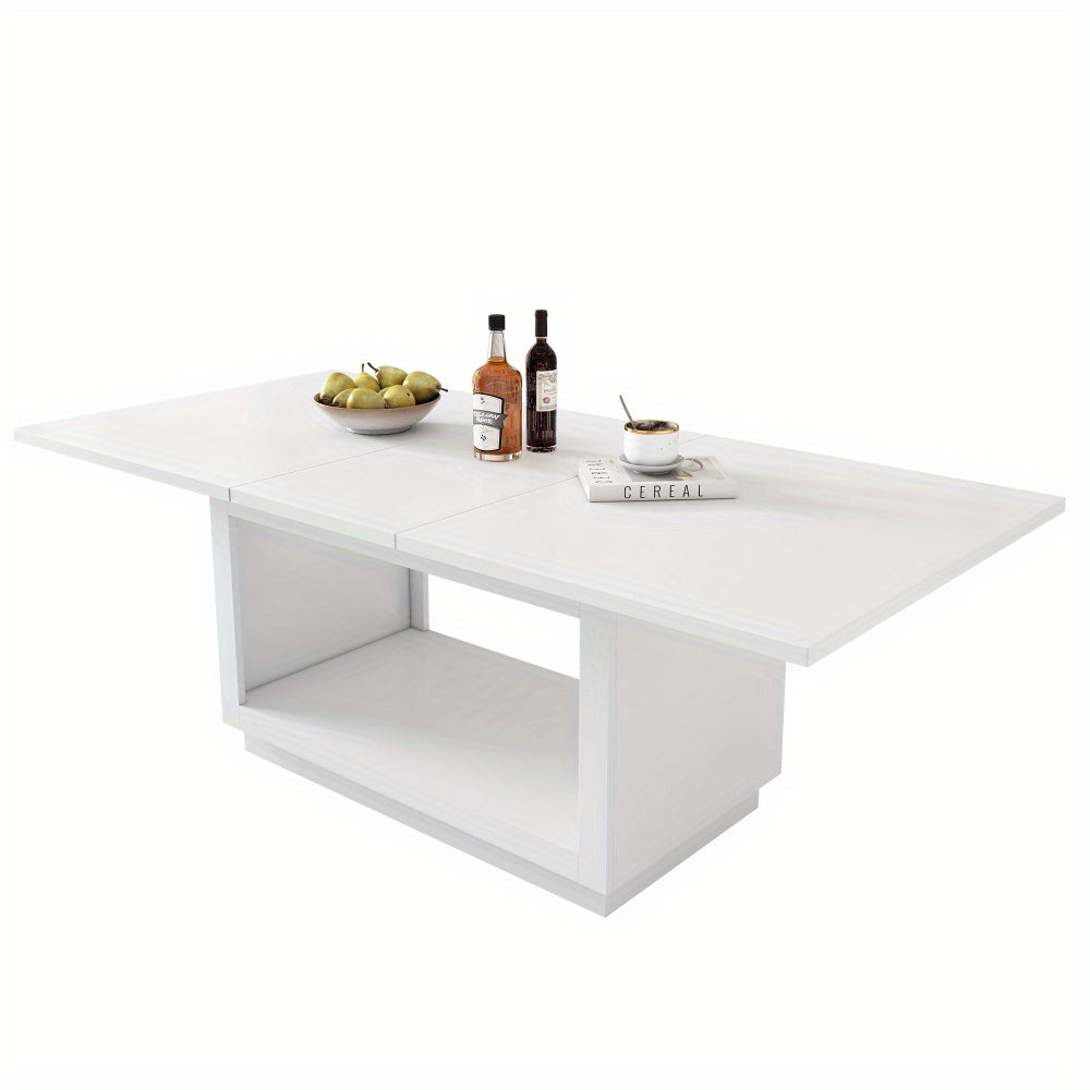 Uitschuifbare Eettafel – Eettafel – Uitklapbare Tafel – Inklapbare Tafel – Tafel Woonkamer – Wit – Ruimtebesparend Design – Stevige MDF Constructie