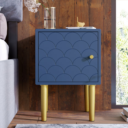 Nachtkastje – Bedkastje – Bijzettafel – Side Table – Navy Blue – Set Van 2 – Stevig Spaanplaat – Ruime Lades 50x35x35 cm