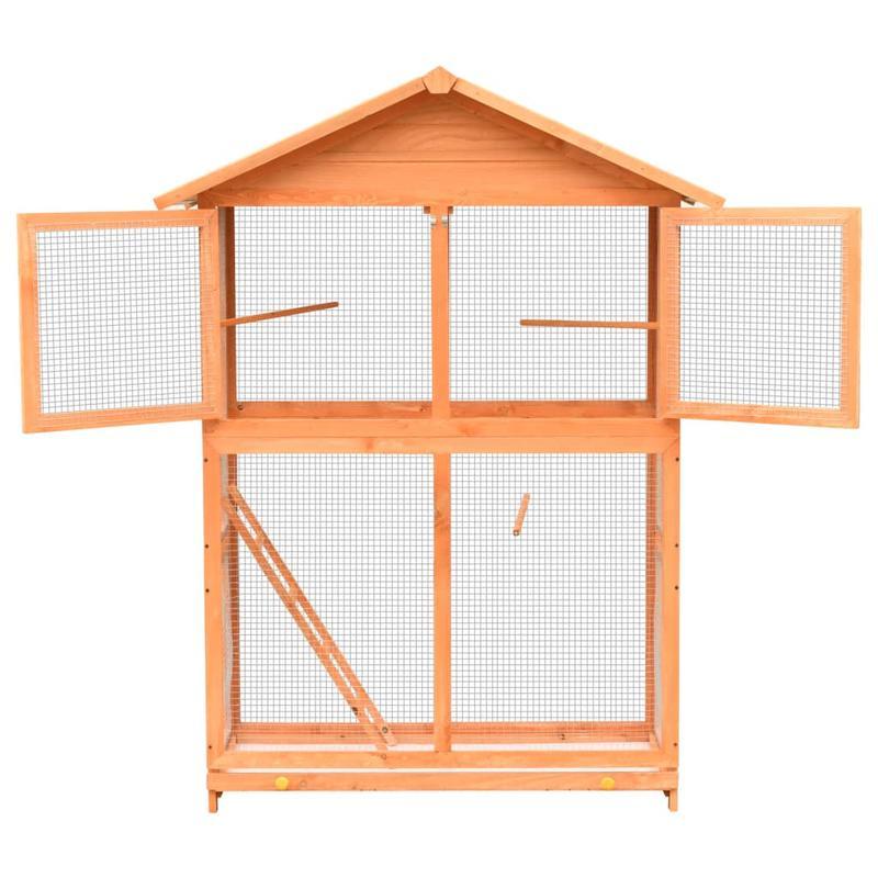 Vogelkooi – Vogelhuis – Vogelren – Vogelverblijf – Vogelkooi Massief Hout – Groot Formaat 125,5x59,5x164 cm – Duurzaam Grenen & Sparrenhout – Meerdere Niveaus & Uitneembare Lades