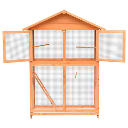 Vogelkooi – Vogelhuis – Vogelren – Vogelverblijf – Vogelkooi Massief Hout – Groot Formaat 125,5x59,5x164 cm – Duurzaam Grenen & Sparrenhout – Meerdere Niveaus & Uitneembare Lades