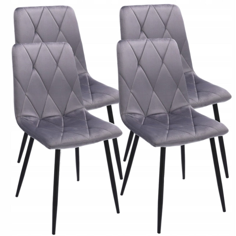 Eetkamerstoel – Stoel – Kuipstoel – Designstoel – Set van 4 – Velours Bekleding – Met Metalen Poten – Zithoogte 47 cm – Max. Draagkracht 130 kg