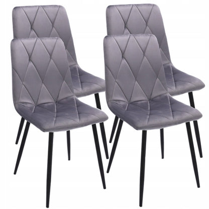Eetkamerstoel – Stoel – Kuipstoel – Designstoel – Set van 4 – Velours Bekleding – Met Metalen Poten – Zithoogte 47 cm – Max. Draagkracht 130 kg