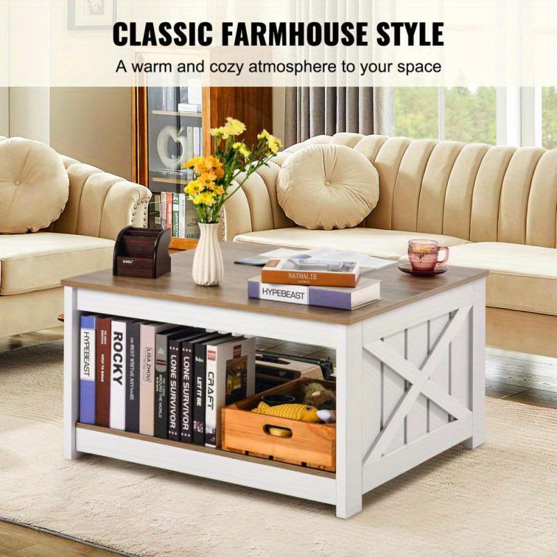 Salontafel – Koffietafel – Woonkamertafel – Bijzettafel – Tafel – Landelijke Stijl – Compact 31 x 12,7 cm – Hout Met Open Opbergvak