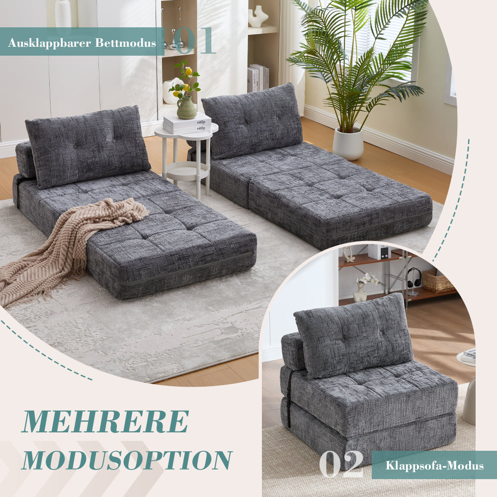Opvouwbare Slaapbank – Slaapbank Bedbank – Sofa Bed – Logeerbed – Grijs – Hoogwaardig Katoenen Matras – Lichtgewicht & Draagbaar