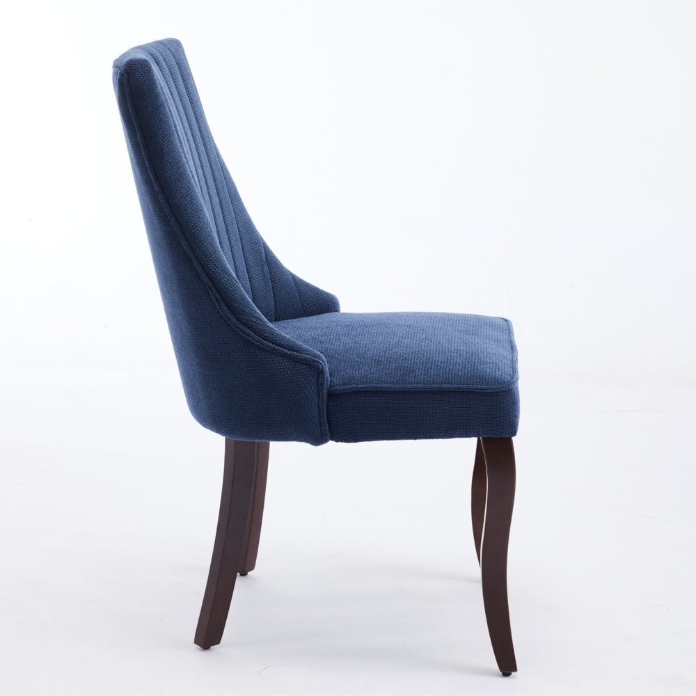 Eetkamerstoel – Stoel – Kuipstoel – Zithoekstoel – Meubel – Donkerblauw Chenille Stoffen Bekleding – Massief Houten Poten – Verstelbare Hoogte – 127 KG Draagvermogen – Hoog Comfort – Moderne Stijl