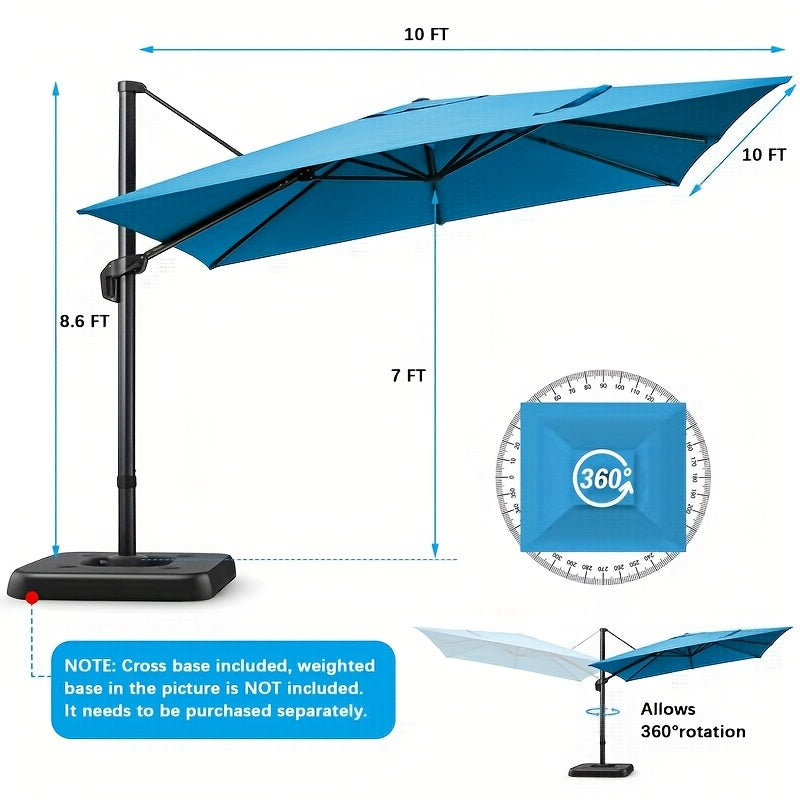 Buitenparasol – Terrasparasol – Tuinparasol – Zweefparasol – 3×3 Meter – Verstelbare Hoogte – Draaibaar 360° - Beige