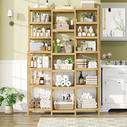 Bamboekast – Badkamermeubel – Opbergkast – Boekenkast – Plantenrek – Duurzaam Bamboe – Groot Formaat 105x30x160,7 cm