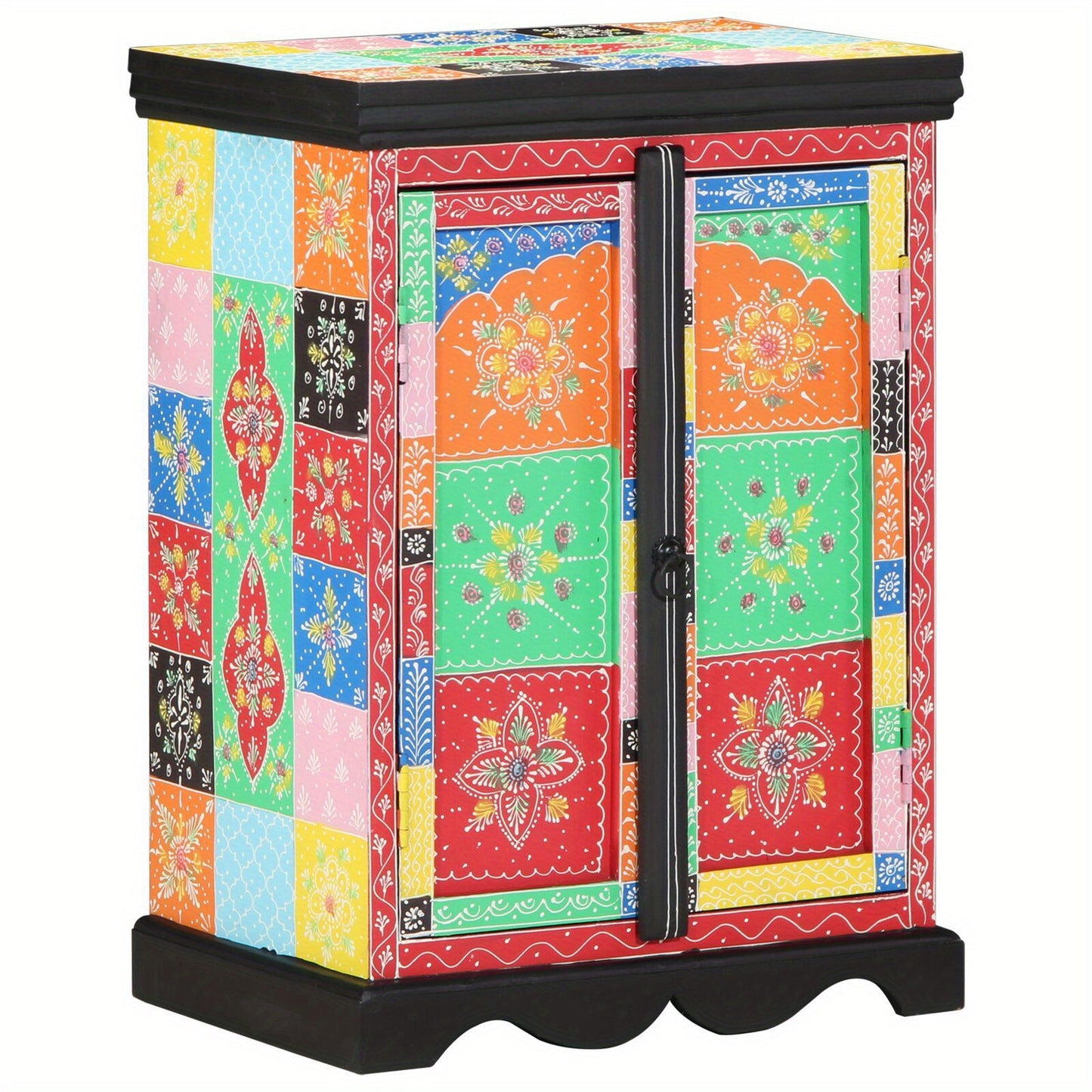 Sidetable – Consoletafel – Wandtafel – Haltafel – Bijzettafel – Massief Mangohout – Kleurrijk Design – 50x30x75 cm – Stevig & Compact