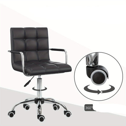 Bureaustoel – Ergonomische Stoel – Kantoorstoel – Office Chair – Werkstoel – Verstelbare Hoogte – Zwart PVC Bekleding – Comfortabele Armleuningen