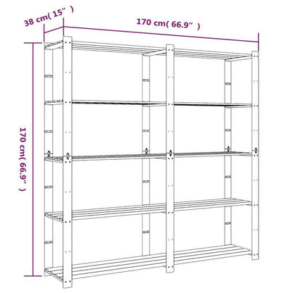 Opbergrek – Opbergrek – Stellingkast – Opbergkast – Rek – 5 Laags – Hoogwaardig Dennenhout – 170x38x170 cm – Bruin