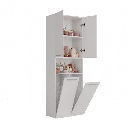 Badkamerkast – Badkamermeubel – Opbergkast – Wastafelkast – Kast Met Mand – Mat Wit – Vochtbestendig – 60 cm Mand