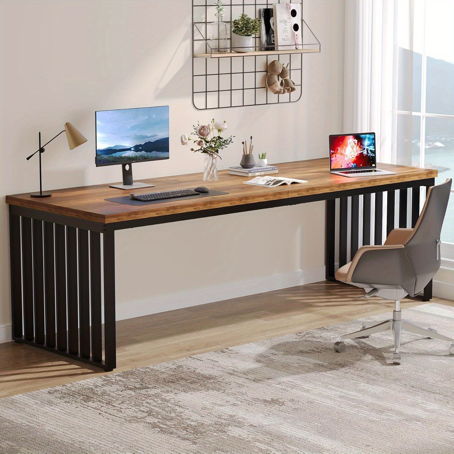 Computertafel – Bureau – Werkplek – Bureaumeubel – Thuiswerkplek – 180 cm Extra Ruim – Robuust Gepoedercoat Stalen Frame – Dik MDF Tafelblad